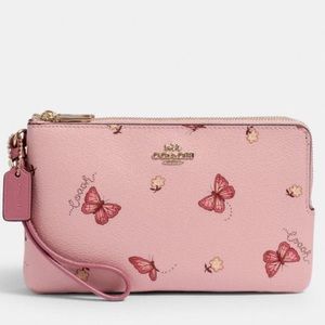 DOUBLE ZIP WALLET WITH BUTTERFLY PRINT